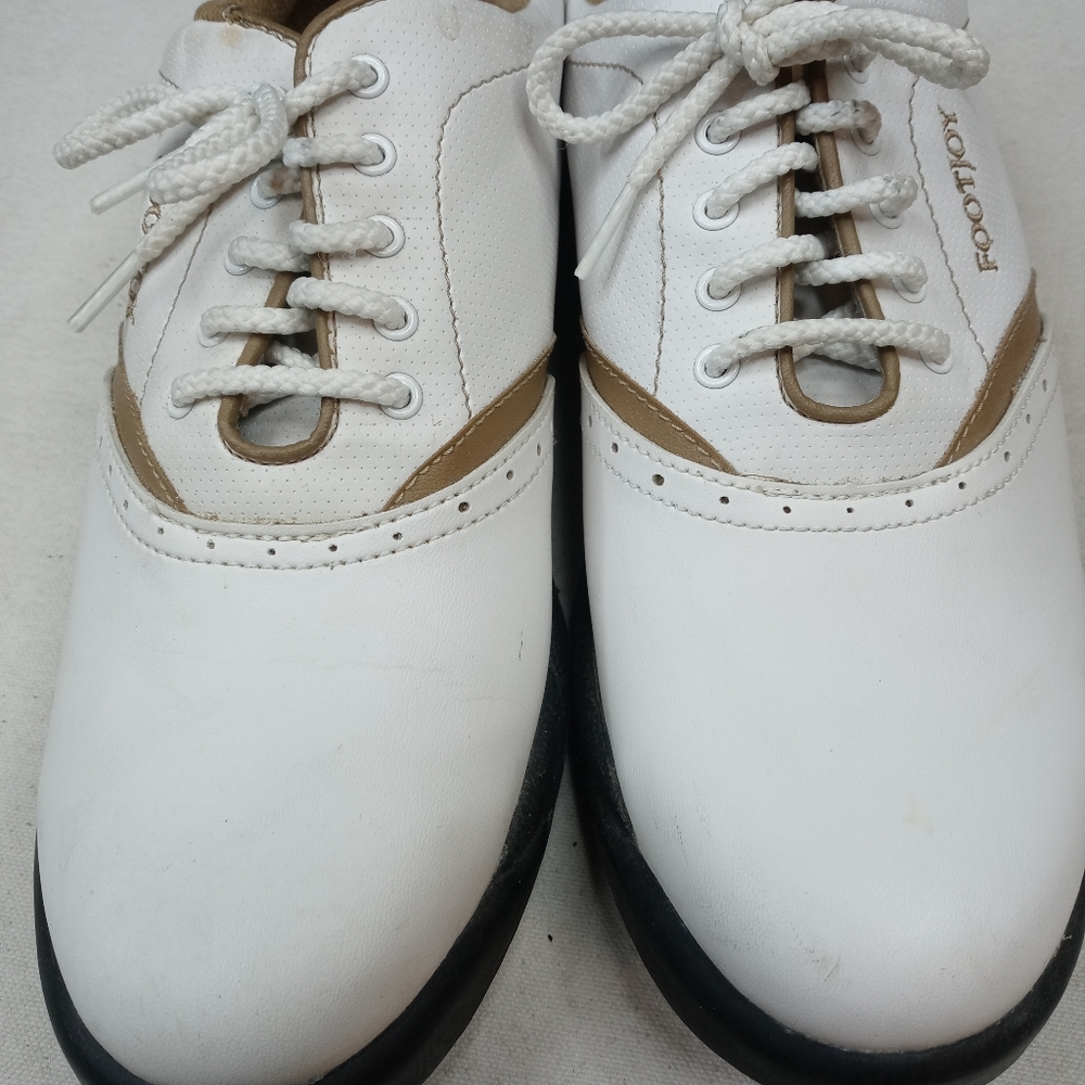 FootJoy Women's White and Brown Athletic Golf Shoes - Picture 3 of 8